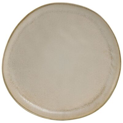 ENAMELED STONEWARE PLATE 27X27X2.5 WORN BEIGE PC209483