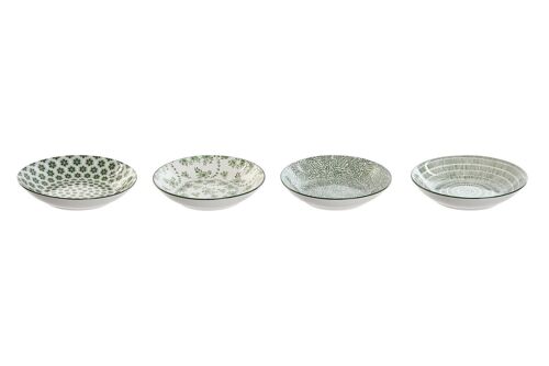 PLATO SET 4 PORCELANA 20X20X4 VERDE PC212739