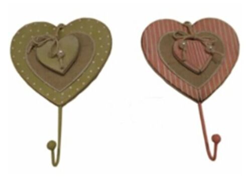 WOODEN HANGER "HEART" WITH A METAL SOCKET IN 2 DESIGNS DIMENSION: 9x10cm CT-515