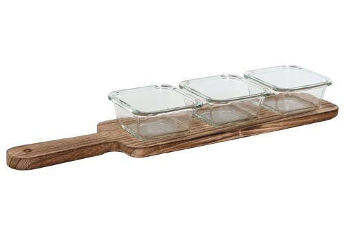 TABLA APERITIVO SET 4 CRISTAL 43X10X5,5 140ML PC212550