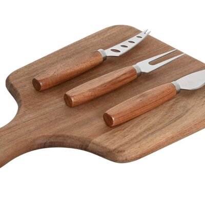 CUTTING BOARD SET 4 ACACIA STAINLESS STEEL 30X21.5X1.5 CHEESE PC212763