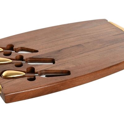 ENSEMBLE DE 4 PLANCHES À DÉCOUPER ACACIA INOX 46X27X2 FROMAGE PC210072