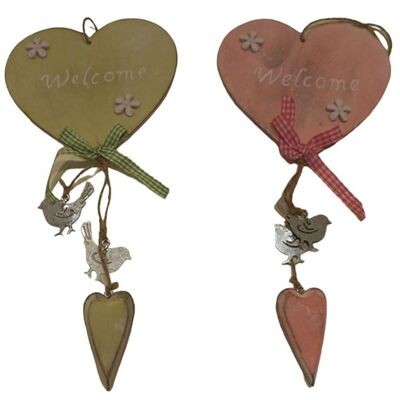 WOODEN HANGING DECORATIVE "HEART" WITH METAL DETAILS IN 2 DESIGNS DIMENSION: 27x13cm CT-518