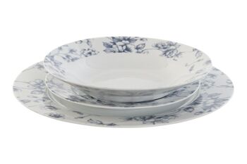 SERVICE DE TABLE 18 PORCELAINE 27X27X2 BLEU FLEURI PC211349 4