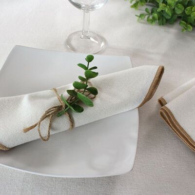 Set of 4 square napkins, 40 x 40 cm, linen look, recycled cotton, LINA Collection