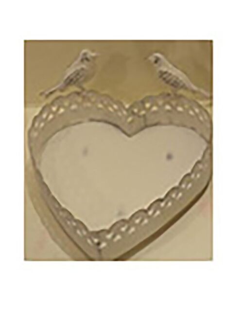 METAL PLATTER "HEART - BIRDS" IN WHITE COLOR DIMENSION: 19x19x11cm CT-526