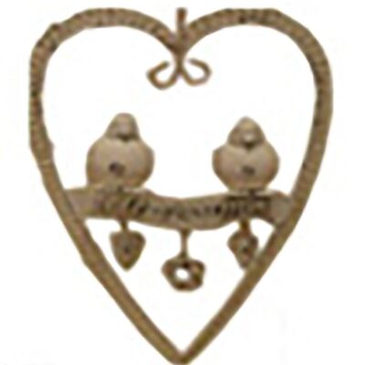 PENDENTIF EN BOIS "COEURS-OISEAUX" DIMENSION : 23x16x5cm CT-527