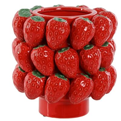 CERAMIC CENTER TABLE 20X20X21 RED STRAWBERRIES JR212870