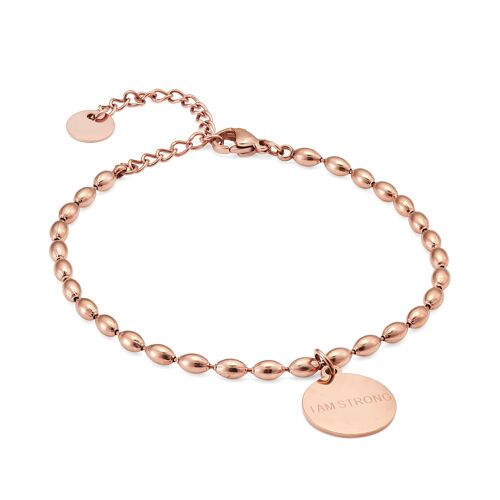 Beaded Bracelet I AM STRONG – Rose Gold