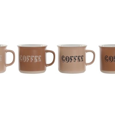 MUG SET 4 STONEWARE 9X7X8 285ML BROWN PC210529