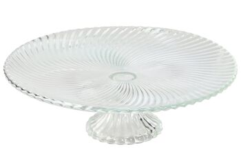 ASSIETTE EN VERRE 31X31X9,5 TRANSPARENTE RAYÉE PC212526 1