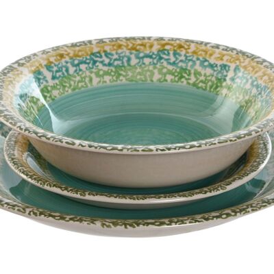 DINNERWARE SET 18 STONEWARE 27X27X2 GREEN PC212582