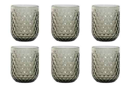 VASO SET 6 CRISTAL 8X8X10 240ML, GRIS PC209947