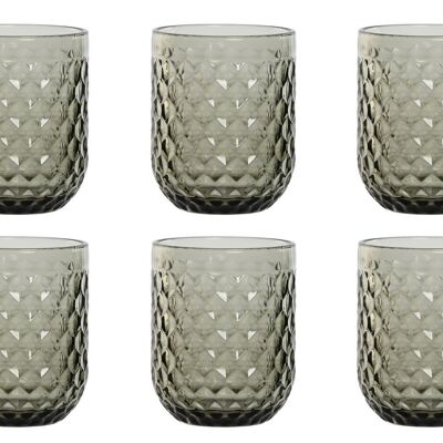 GLASS SET 6 GLASS 8X8X10 240ML, GRAY PC209947