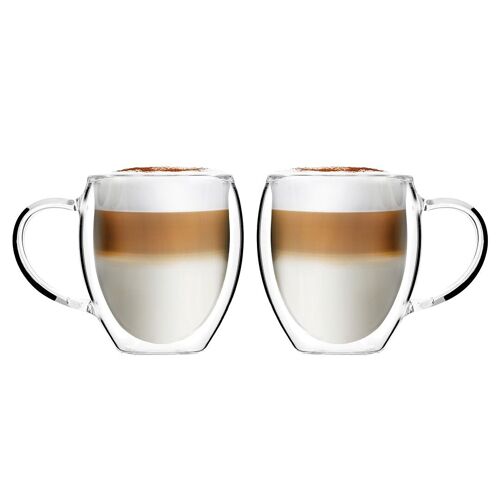 SET of 2 double wall glasses with handle 250ml NOA 29767