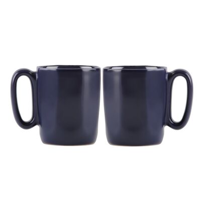 2 tasses en céramique avec anse pour expresso 80ml bleu marine FUORI 29989