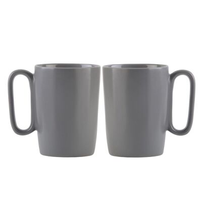 2 mugs en céramique avec anse 250 ml gris FUORI 30015