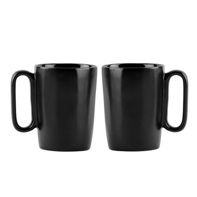 2 tazze in ceramica con manico 250 ml nero FUORI 30022