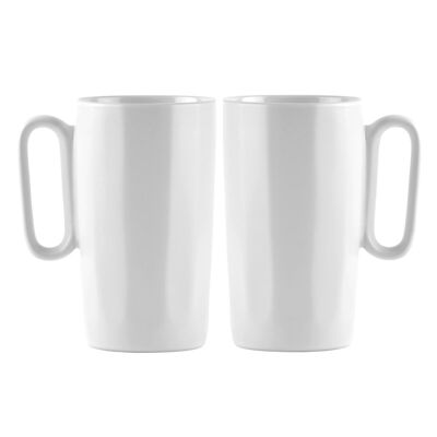 2 mugs en céramique avec anse 330 ml blanc FUORI 30152