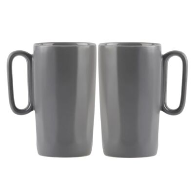 2 Keramikbecher mit Henkel 330 ml grau FUORI 30077