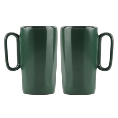 2 mugs en céramique avec anse 330 ml vert FUORI 30091