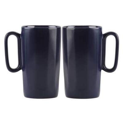 2 tazze in ceramica con manico da 330 ml blu navy FUORI 30107