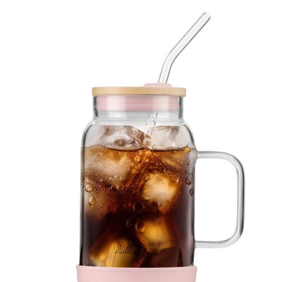 vaso con cannuccia 600ml rosa FUORI 29842