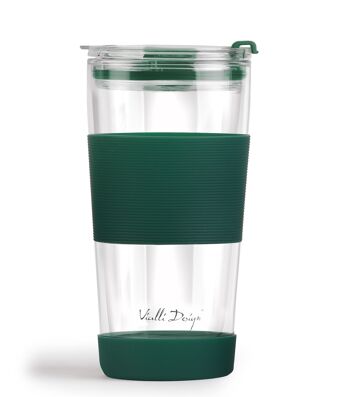 tasse en verre thermique avec paille 600 ml FUORI vert 0398 2