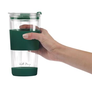 tasse en verre thermique avec paille 600 ml FUORI vert 0398 5