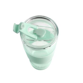 tasse en verre thermique avec paille 600 ml FUORI menthe 0428 4