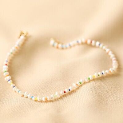 Bracelet de cheville en perles de rocaille Miyuki et perles de graines d’eau douce