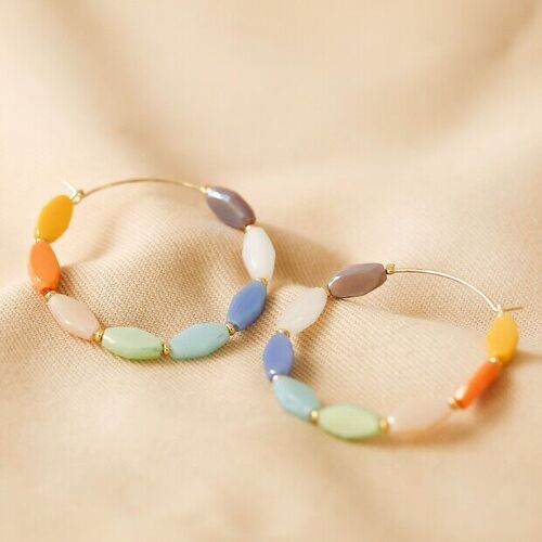 Colourful Glass Beaded Hoop Earrings
