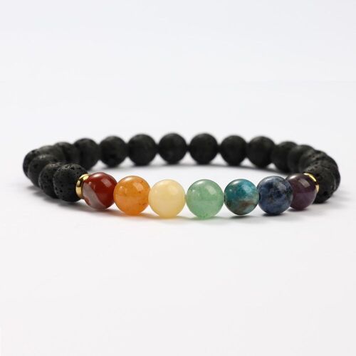 BRACELETS MINÉRAUX PIERRE DE LAVE ET 7 CHAKRAS - G151-04