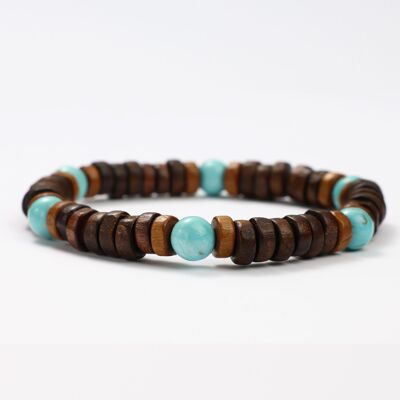 WOOD AND MAGNESITE MINERAL BRACELETS - G151-17