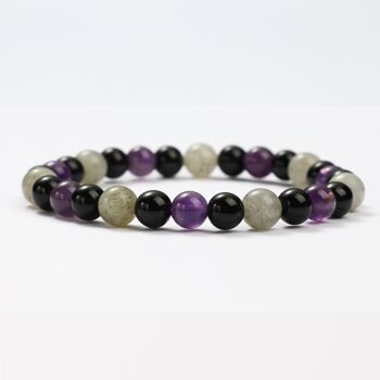 BRACELETS MINÉRAUX AMETHYSTE, LABRADORITE ET OBSIDIENNE - G151-26