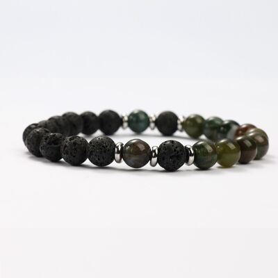 INDIAN AGATE AND LAVA STONE MINERAL BRACELETS - G151-27