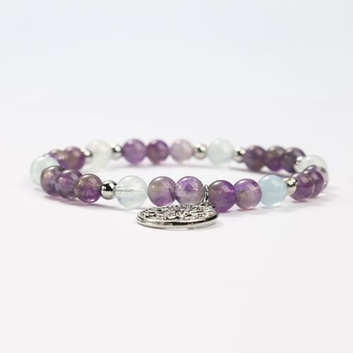 BRACELETS MINÉRAUX AIGUE MARINE ET AMETHYSTE - G151-29