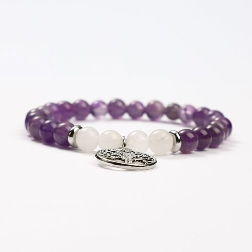 BRACELETS MINÉRAUX AMETHYSTE ET QUARTZ ROSE - G151-32