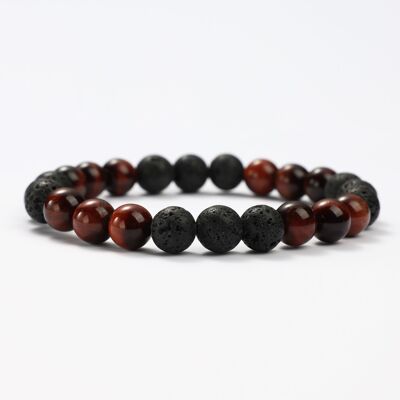 BULL'S EYE AND LAVA STONE MINERAL BRACELETS - G151-31