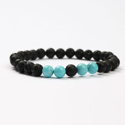 LAVA STONE AND BLUE MAGNESITE MINERAL BRACELETS - G151-36