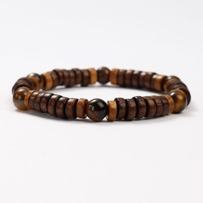 TIGER EYE AND WOOD MINERAL BRACELETS - G151-51