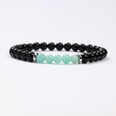 OBSIDIAN AND AMAZONITE MINERAL BRACELETS - G151-61