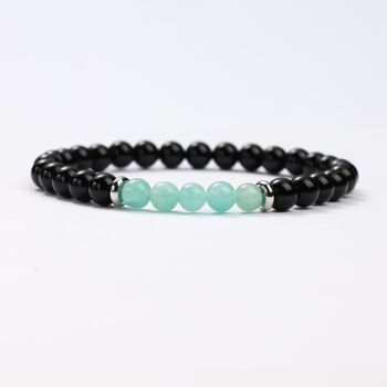 BRACELETS MINÉRAUX OBSIDIENNE ET AMAZONITE - G151-61