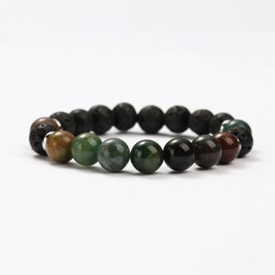 SMALL SIZE INDIAN AGATE AND LAVA STONE MINERAL BRACELETS - G151-72