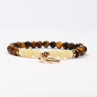 TIGER'S EYE AND HONEY CALCITE MINERAL BRACELETS SMALL SIZE - G151-83