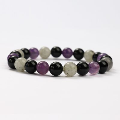 AMETHYST, LABRADORITE AND OBSIDIAN MINERAL BRACELETS SMALL SIZE - G151-85