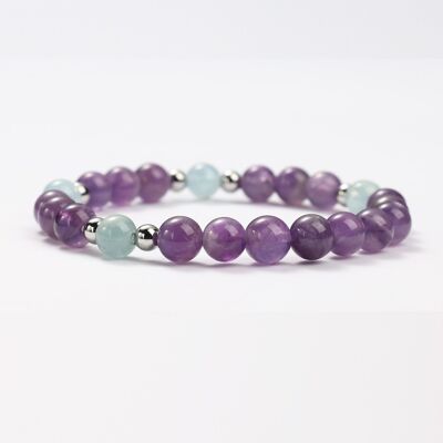 AQUAMARINE AND AMETHYST MINERAL BRACELETS SMALL SIZE - G151-87