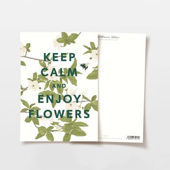 Carte postale 'keep calm' fleurs de cerisier avec bourdon, certifiée FSC 1