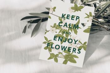 Carte postale 'keep calm' fleurs de cerisier avec bourdon, certifiée FSC 2