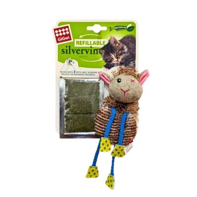 Jouet pour chat mouton WufWuf & GiGwi avec Silvervine en 3 fermetures éclair rechargeables